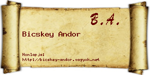 Bicskey Andor névjegykártya
